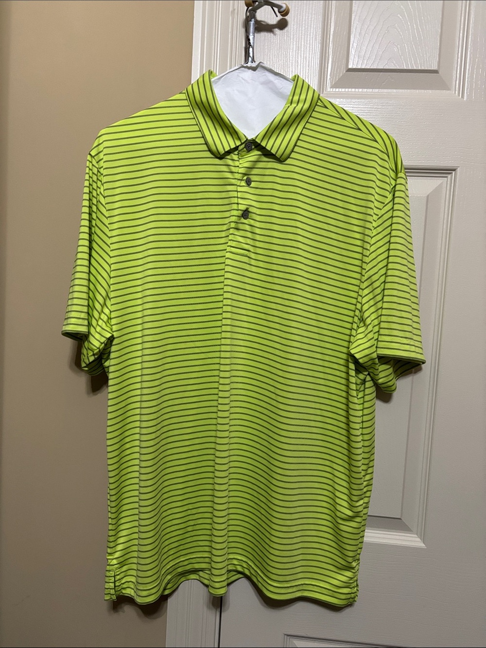 Roundtree & Yorke Neon Lime Striped Polo Shirt